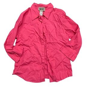 Forenza Pink Button Down Shirt Long Sleeve Cotton Blend Top Size L‎